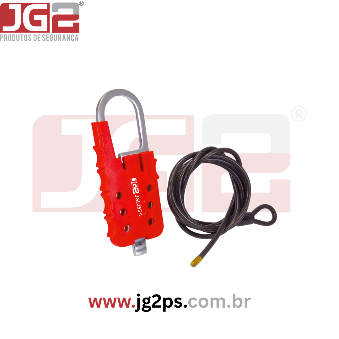 Dispositivo de Bloqueio Multiuso Tipo Gancho com 6 Furos – Haste em Aço Cromado e Cabo de Aço Ajustável Ø4 mm x 1,8 m JGL255-1